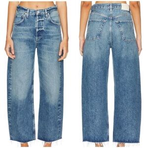 Citizens Of Humanity Ayla Wide Leg  Crop Raw Hem Jeans  Sz 28